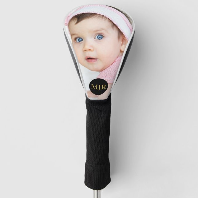 Faux Gold | Custom Photo | Monogram Personalised Golf Head Cover (Front)