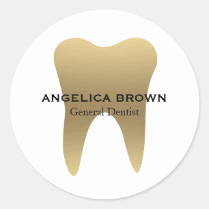 Faux Gold Dental Classic Round Sticker