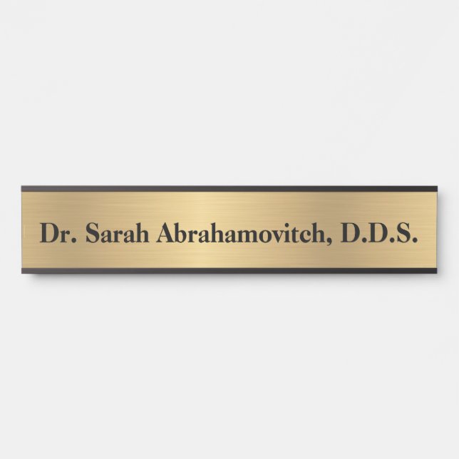 Faux Gold Dentist's Dental Office Door Sign (Front)