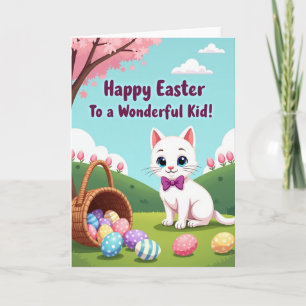 Faux Gold Easter Cat Kid Card