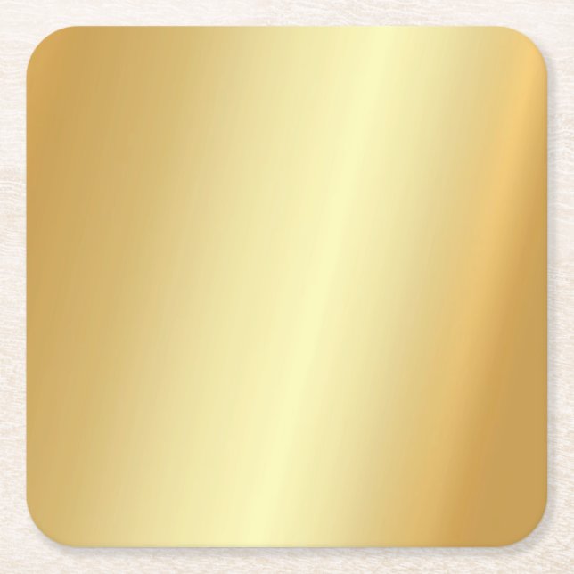 Faux Gold Elegant Blank Modern Template Square Paper Coaster (Front)