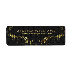 Faux Gold Elegant Floral Frame On Black