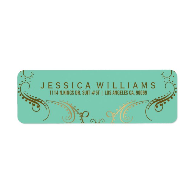 Faux Gold Elegant Floral Frame On Mint-Green (Front)