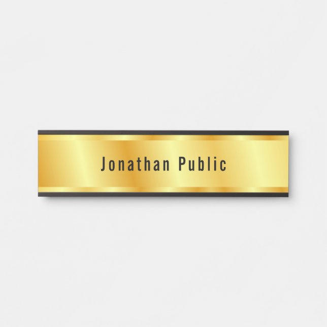 Faux Gold Elegant Glamourous Trendy Template Door Sign (Front)