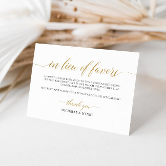 Faux Gold Elegant In Lieu of Favours Card