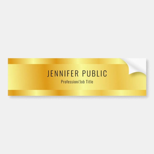 Faux Gold Elegant Modern Glamorous Template Bumper Sticker (Front)