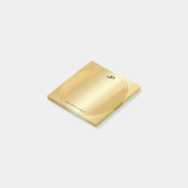 Faux Gold Elegant Modern Monogrammed Template Post-it Notes (Angled)