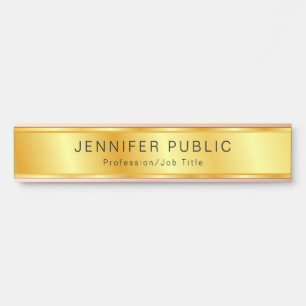 Faux Gold Elegant Modern Personalised Template Door Sign