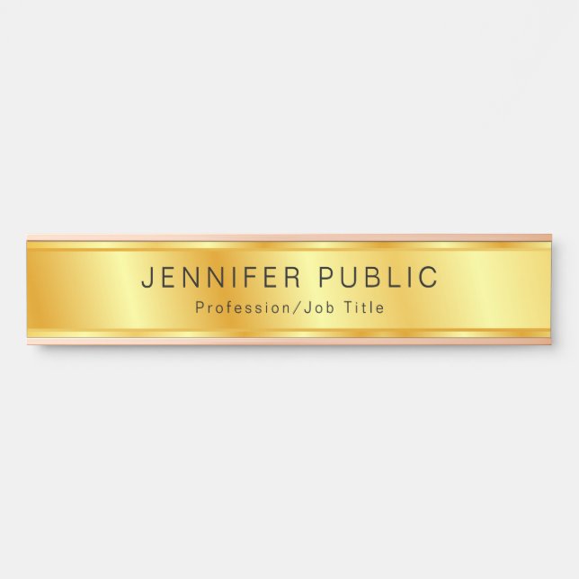 Faux Gold Elegant Modern Personalised Template Door Sign (Front)
