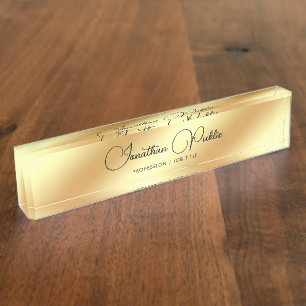 Faux Gold Elegant Modern Template Typography Nameplate