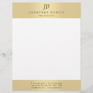 Faux Gold Elegant Monogram Modern Template Glamour Custom Letterhead