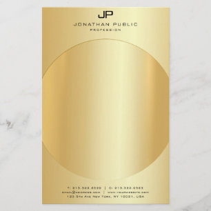 Faux Gold Elegant Monogram Modern Template Stationery
