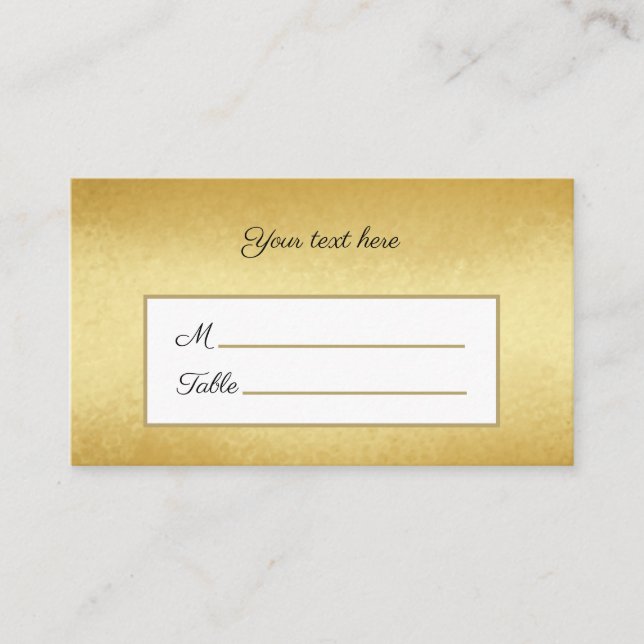 Faux Gold elegant Personalised Place Card (Front)