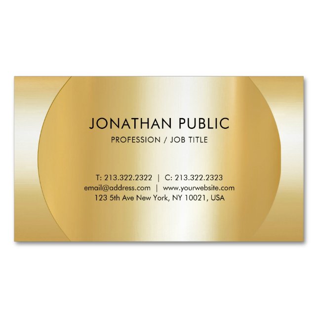 Faux Gold Elegant Professional Modern Template Magnetic Business Card (Front)
