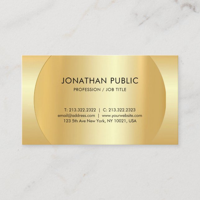 Faux Gold Elegant Simple Professional Modern Business Card (Front)