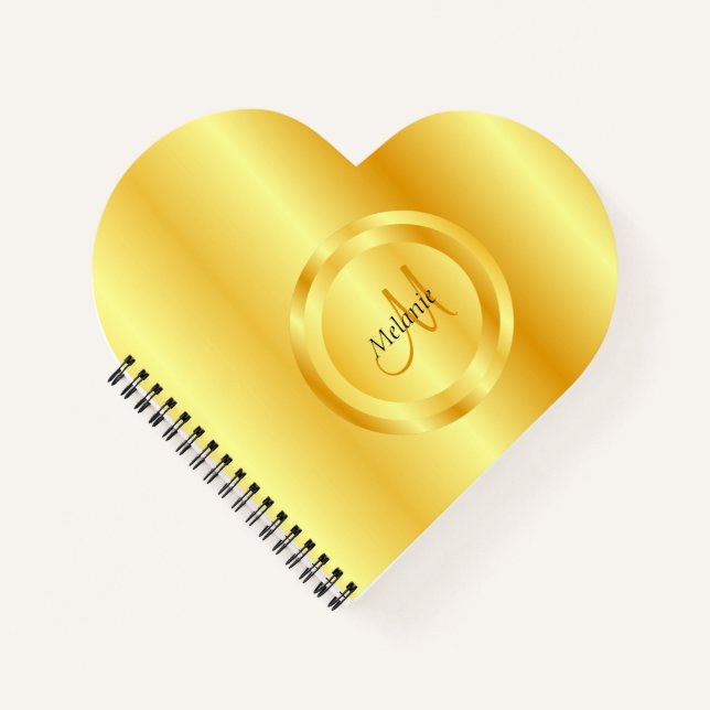 Faux Gold Elegant Template Monogram Personalised Notebook (Front)