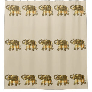 Faux Gold Elephants Shower Curtain