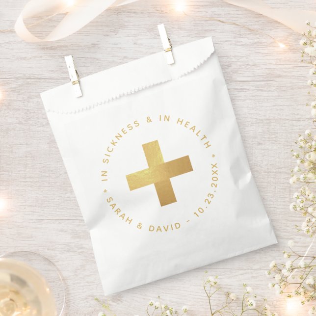 Faux Gold Emergency Kit In Sickness and in Health  Favour Bags (Clipped)