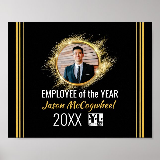 Faux gold employee of the year certificate poster (Front)