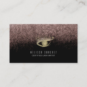 Faux Gold Eyelashes Salon Black  Business Card