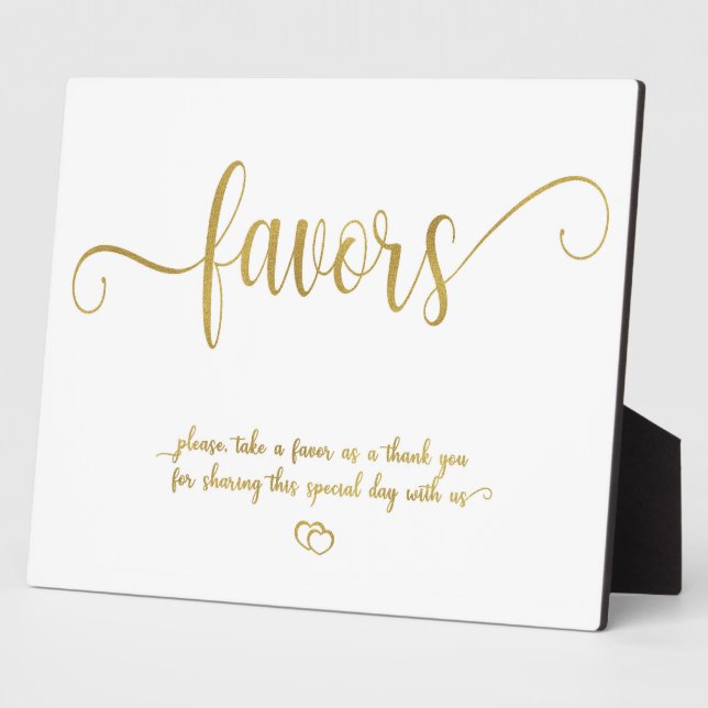 Faux Gold Favours Wedding sign Tabletop Plaque (Side)
