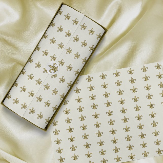 Faux Gold FleurDeLis on Ivory Tissue Paper (Creator Uploaded)