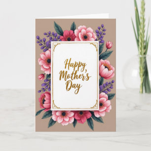 Faux Gold Floral Celebration Card