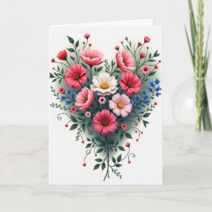 Faux Gold Floral Heart Card