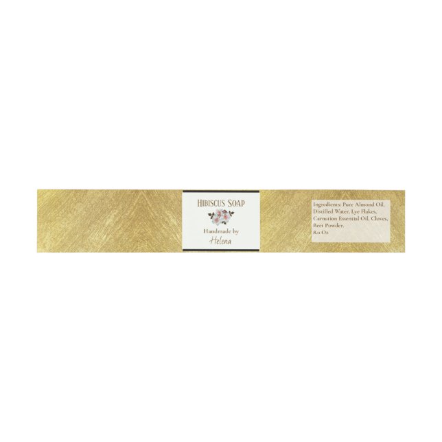 Faux Gold + Floral Homemade Soap Band Wrap Invitation Belly Band (Flat)