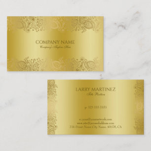 Faux gold  floral paisley lace business card