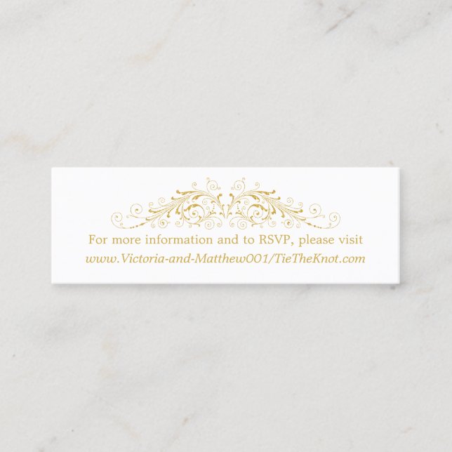 Faux Gold Flourish Wedding Details Insert (Front)