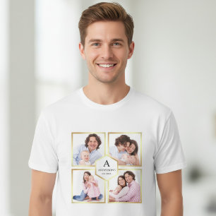 Faux Gold Foil 4 Pictures Family Photo Collage T-Shirt