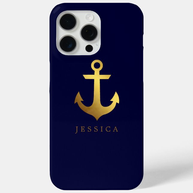Faux Gold Foil Anchor Personalised Case-Mate iPhone Case (Back)