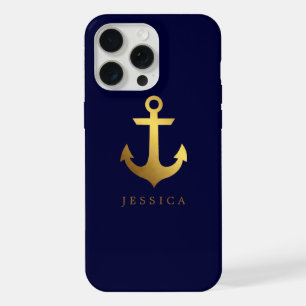 Faux Gold Foil Anchor Personalised iPhone 15 Pro Max Case
