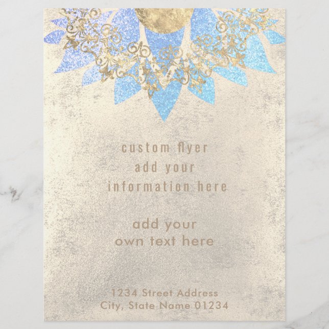 • FAUX gold foil and blue lotus flower decor Flyer (Front)