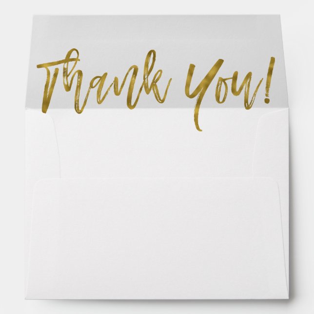 Faux Gold Foil and Elegant Script Thank You Envelope (Back (Bottom))