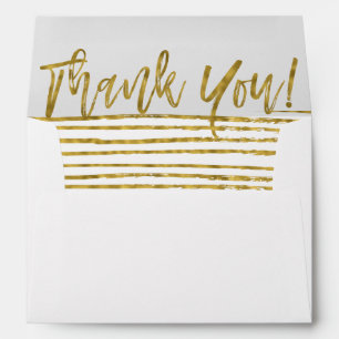 Faux Gold Foil and Elegant Script Thank You Envelopes