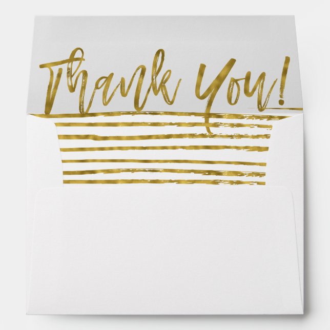 Faux Gold Foil and Elegant Script Thank You Envelopes (Back (Bottom))