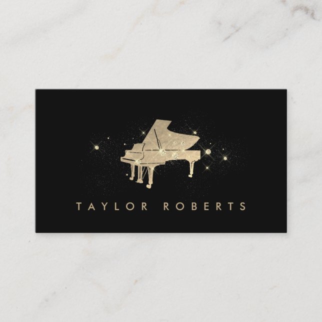 faux gold foil and glitter piano  business card (Front)