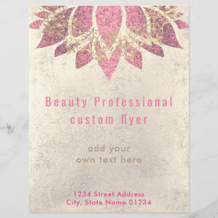 FAUX gold foil and hot pink lotus skincare Flyer