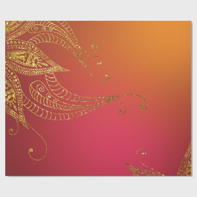 Faux Gold Foil Arabian Bollywood Wrapping Paper (Flat)
