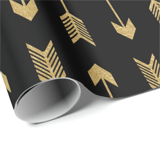 Faux Gold Foil Arrows Pattern Wrapping Paper (Roll Corner)