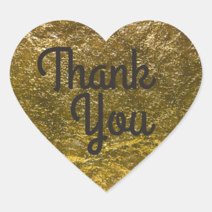 Faux Gold Foil Background Elegant Thank You Heart Sticker