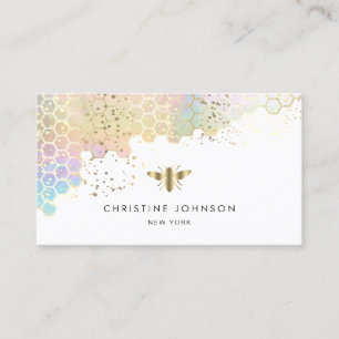 faux gold foil bee business card