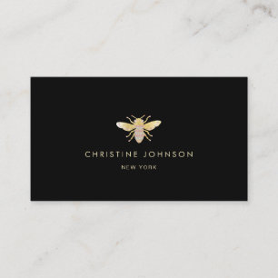 faux gold foil bee jewel logo business card