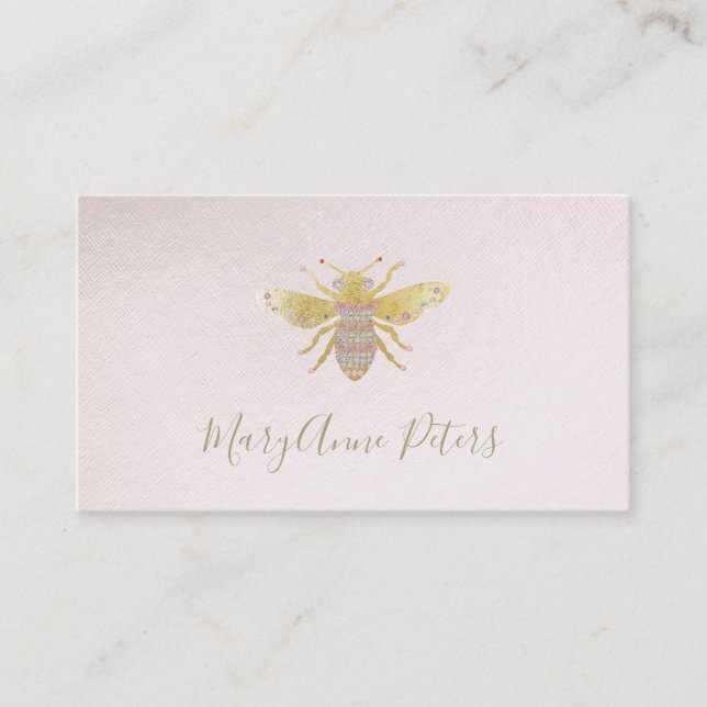 faux gold foil bee logo business card (Front)