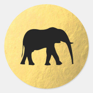 Faux Gold Foil - Black Elephant Sticker