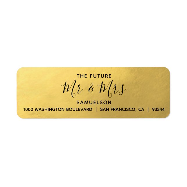 Faux Gold Foil Black Future Mr & Mrs Wedding (Front)