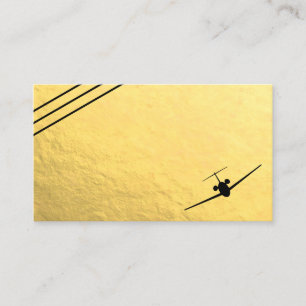 Faux Gold Foil Black Jet Aviation Business Card