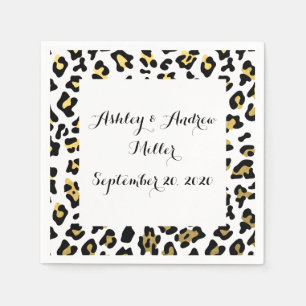 Faux Gold Foil Black Leopard Print Pattern Napkin